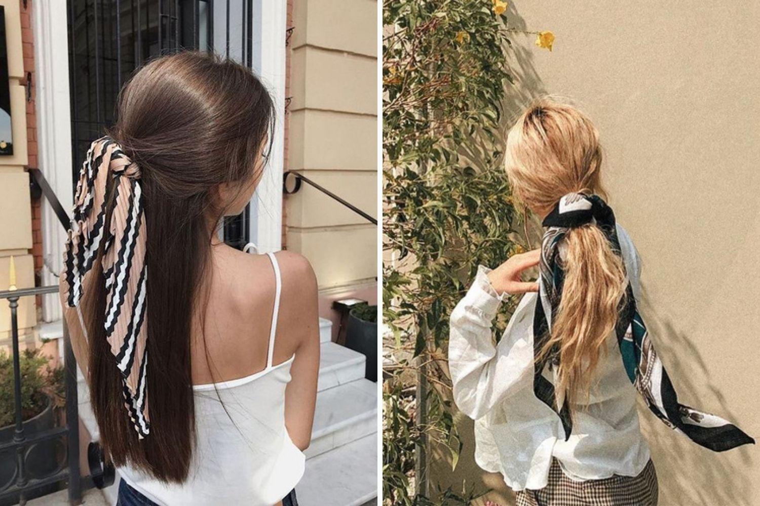 Tóc buộc thấp với ruy băng 