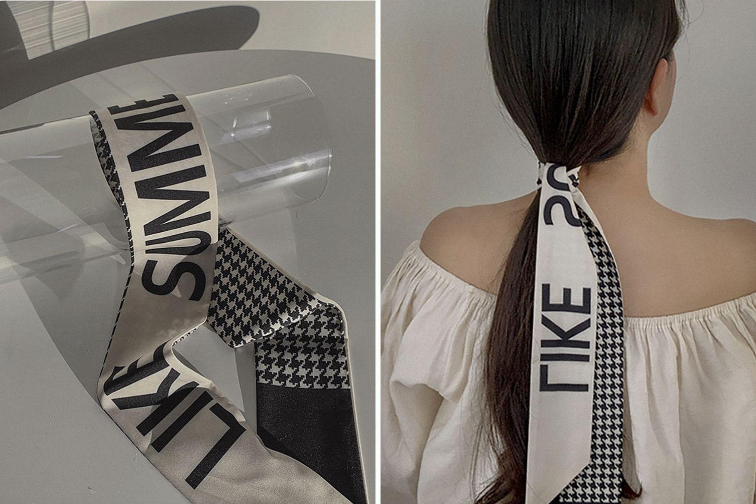 Tóc buộc thấp với ruy băng