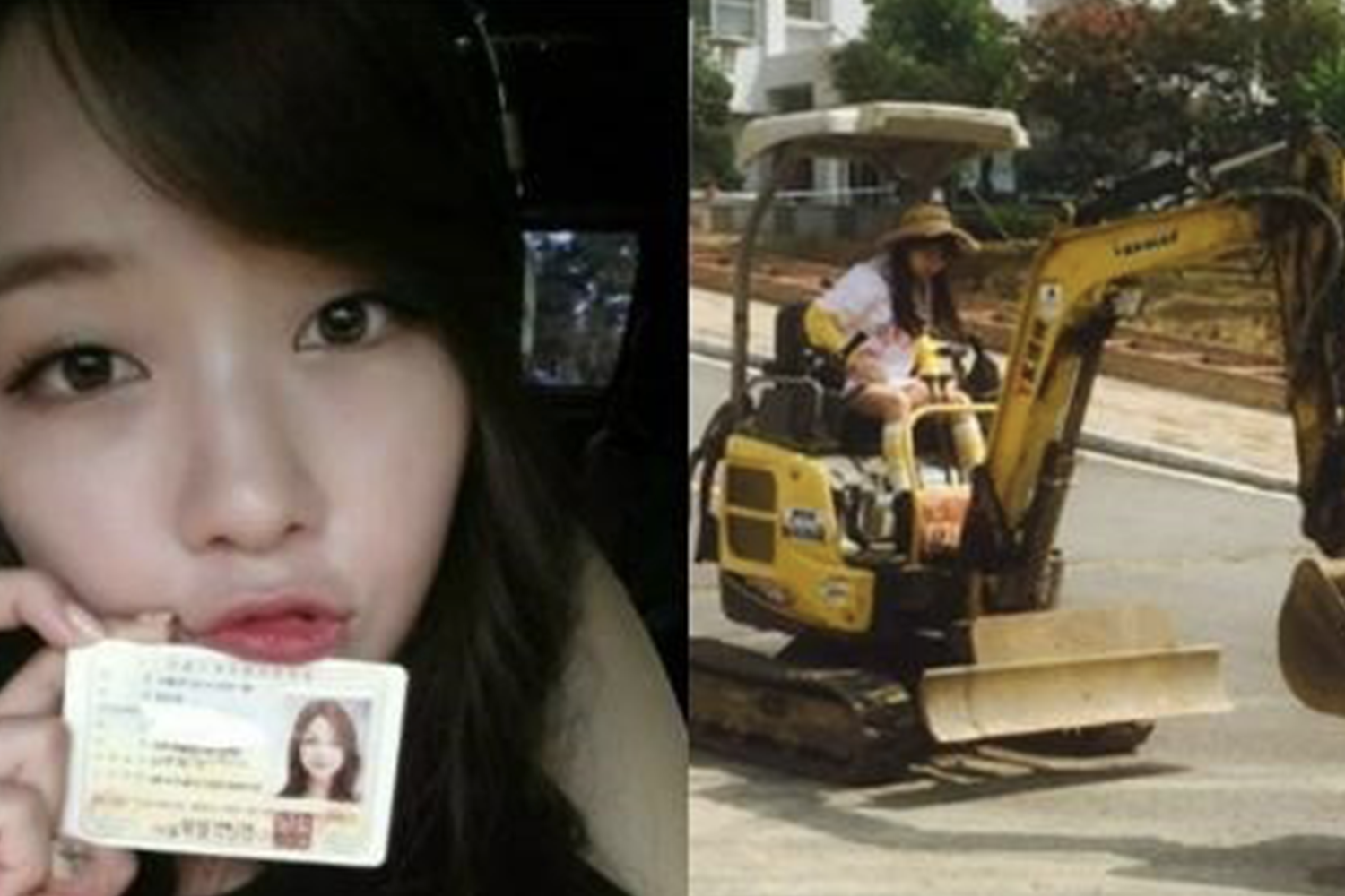Girl's Day成員珉娥駕駛挖鑿機，展示其挖鑿機資格證考取成就。