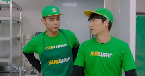 park bo gum in subway uniform in kdrama record of youth