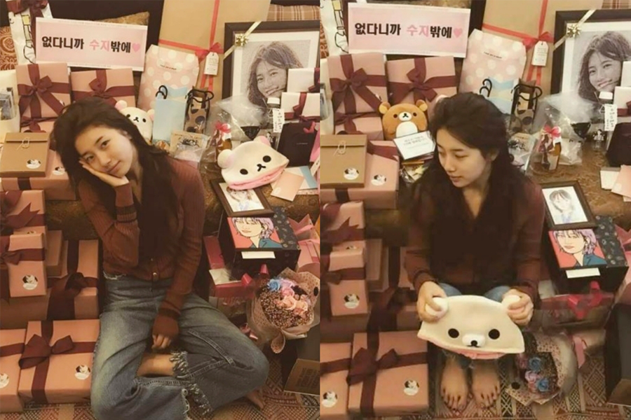 擁有親手包裝的禮物堆積在椅子和地面上，旁邊附有手寫信件