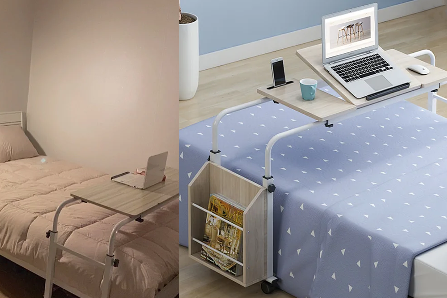 desk attached to bed