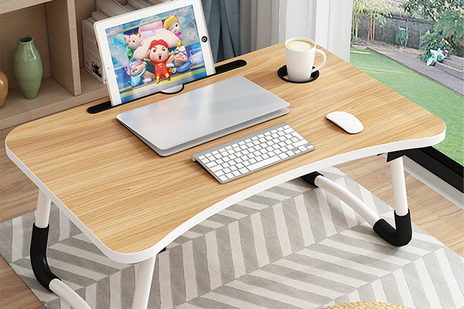 desk with tablet