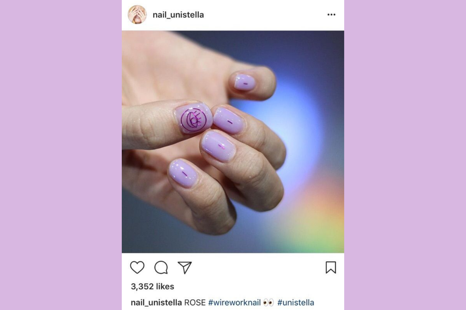 Korean Instagram Account Park Eunkyung (@unistella) Beitrag mit lila gemusterten Nägeln auf Blackpink Rosé