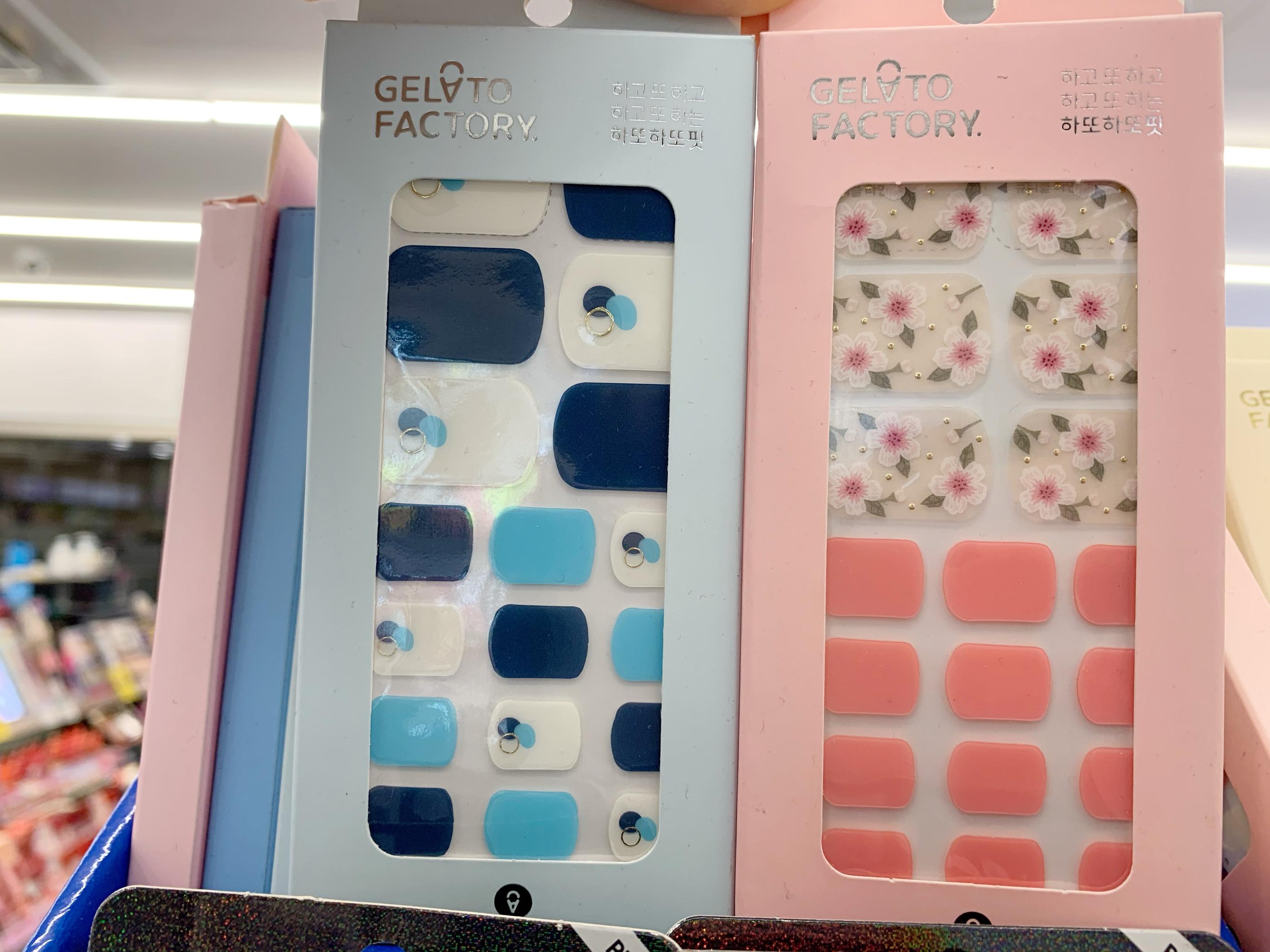 blue and pink gelato factory nail stickers at olive young