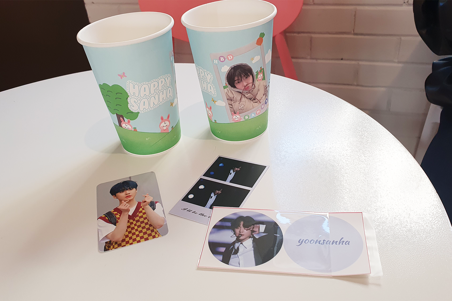 quán cà phê sinh nhật event cup holder gifted idol kpop astro sanha sticker