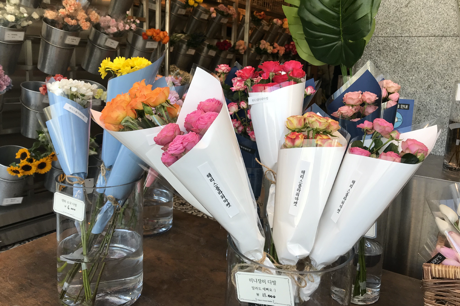 bouquets at harrys flower in korea