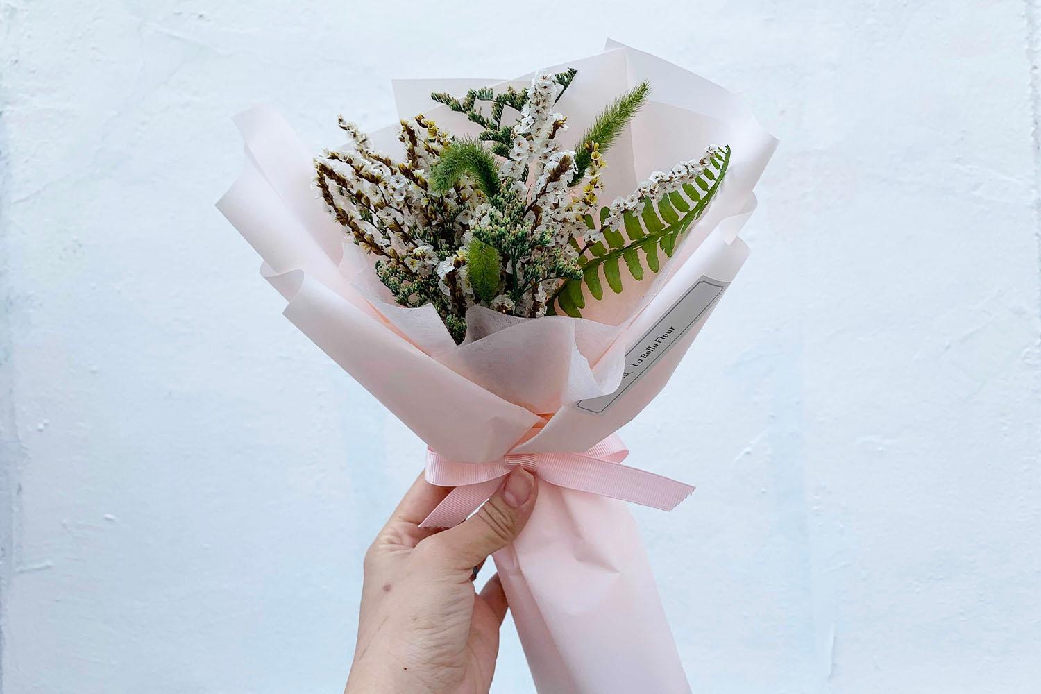 pink bouquet from la belle flour