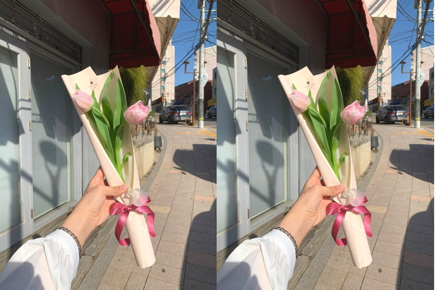2 pink tulip bouquet