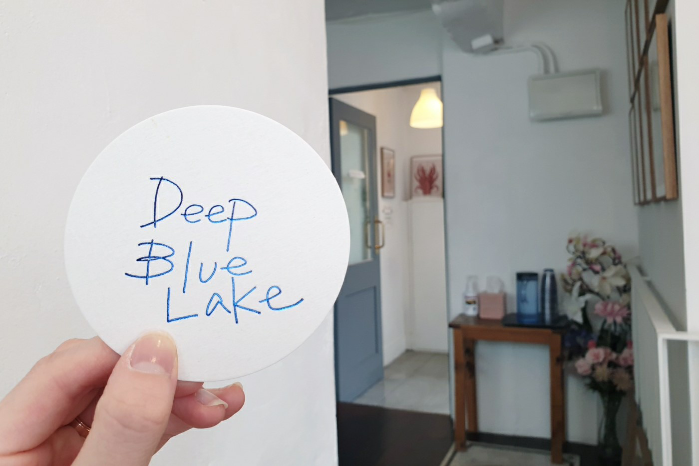 DEEP BLUE LAKE round sticker