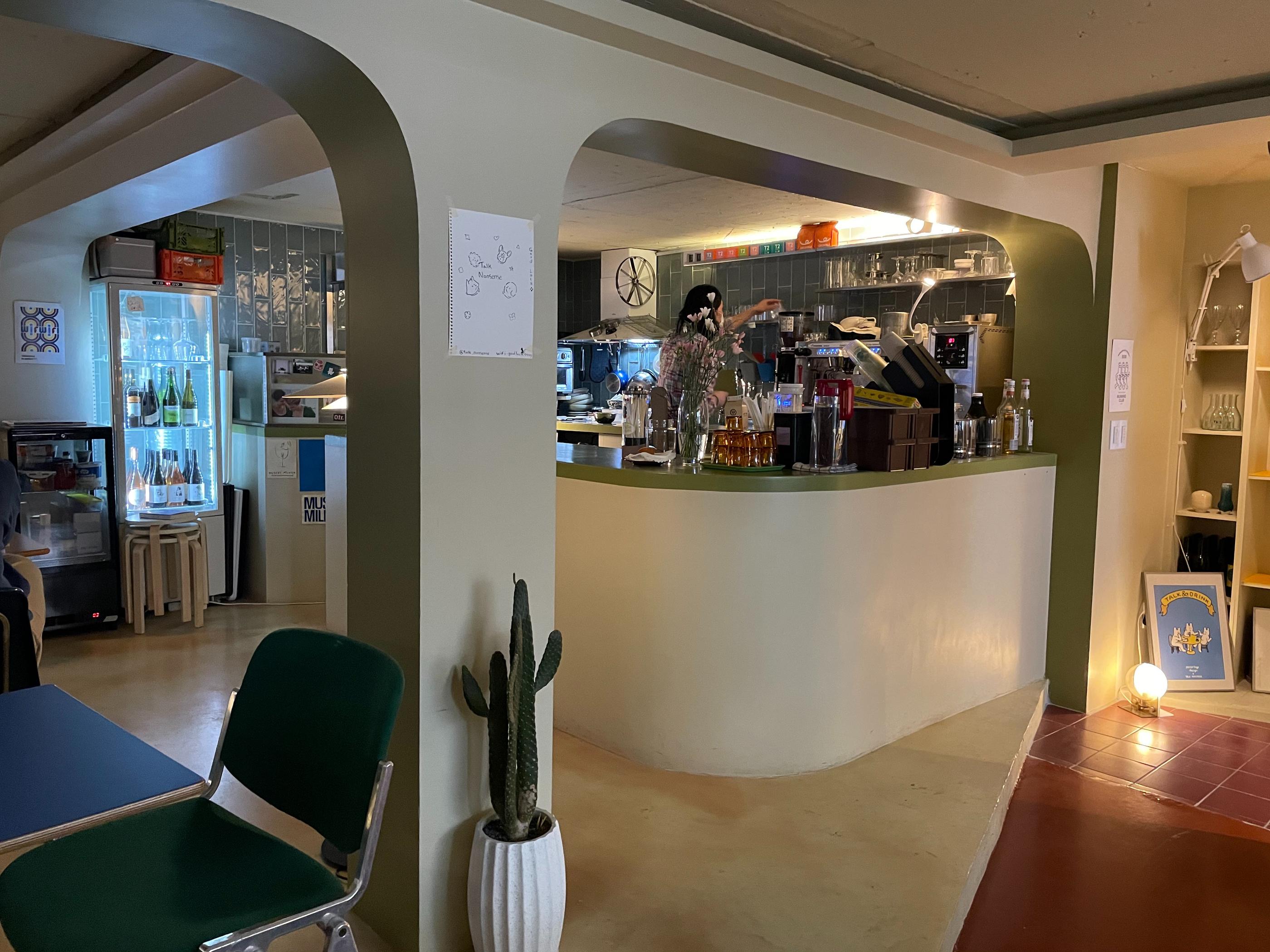cafe talknonsense green interior counter