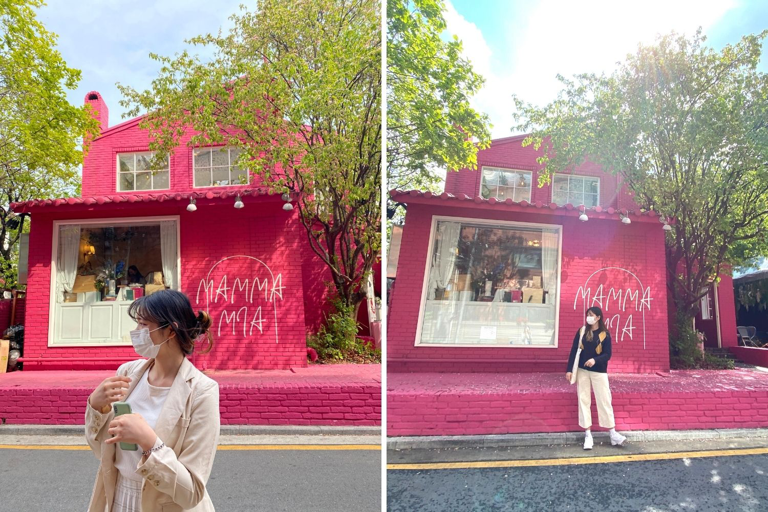 girl posing infront of Mamma Mia, apgujeong