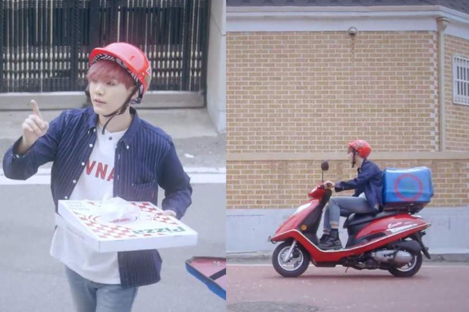 ชูก้า BTS กับบทบาทพนักงานส่งพิซซ่า