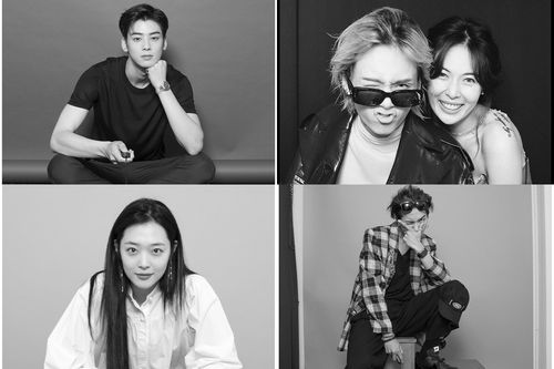 korean celebrities black and white self photo