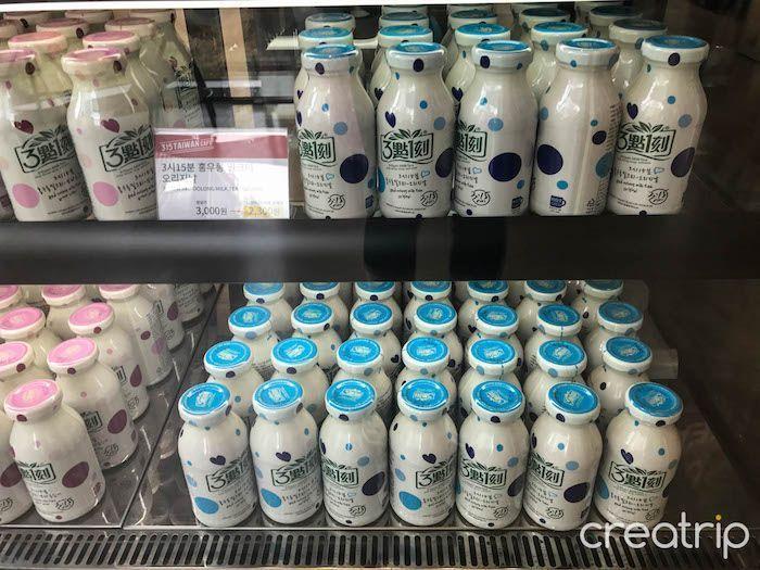 Interior view of TAIWAN CAFE in Gangnam, Seoul, featuring a counter offering various Taiwanese drinks.