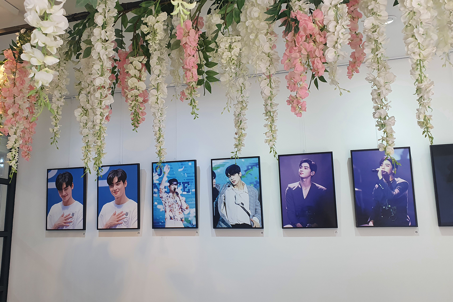 cha eun-woo framed wall with flowers on the ceiling