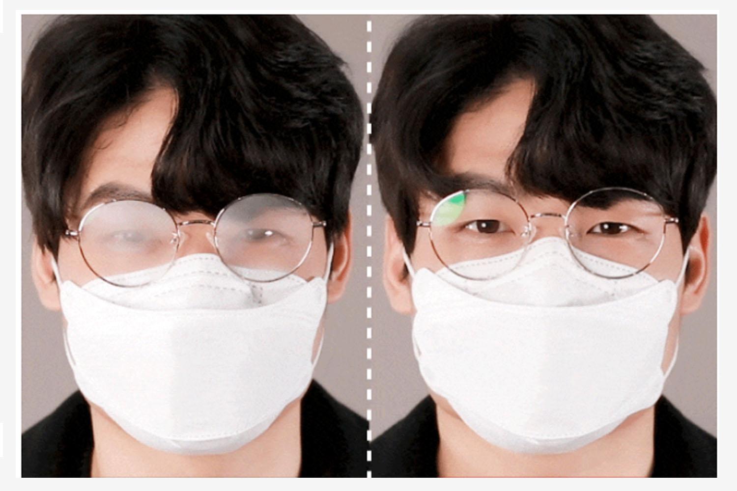 ที่รองหน้ากากอนามัยช่วยป้องกันฝาที่แว่นตา