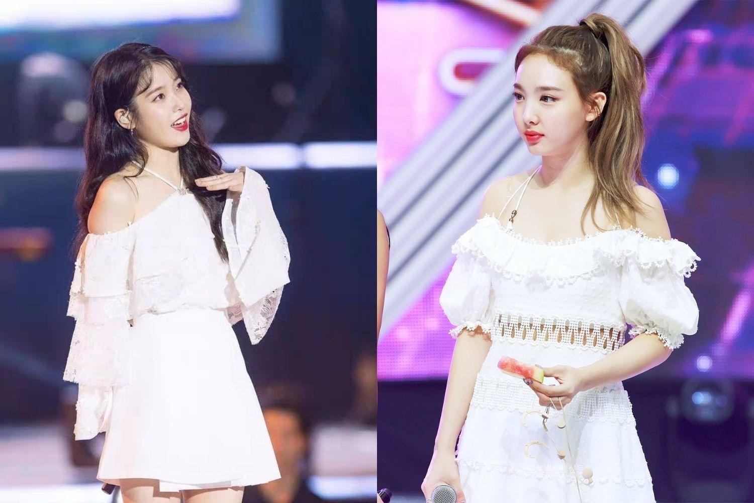 IU and TWICE white dress