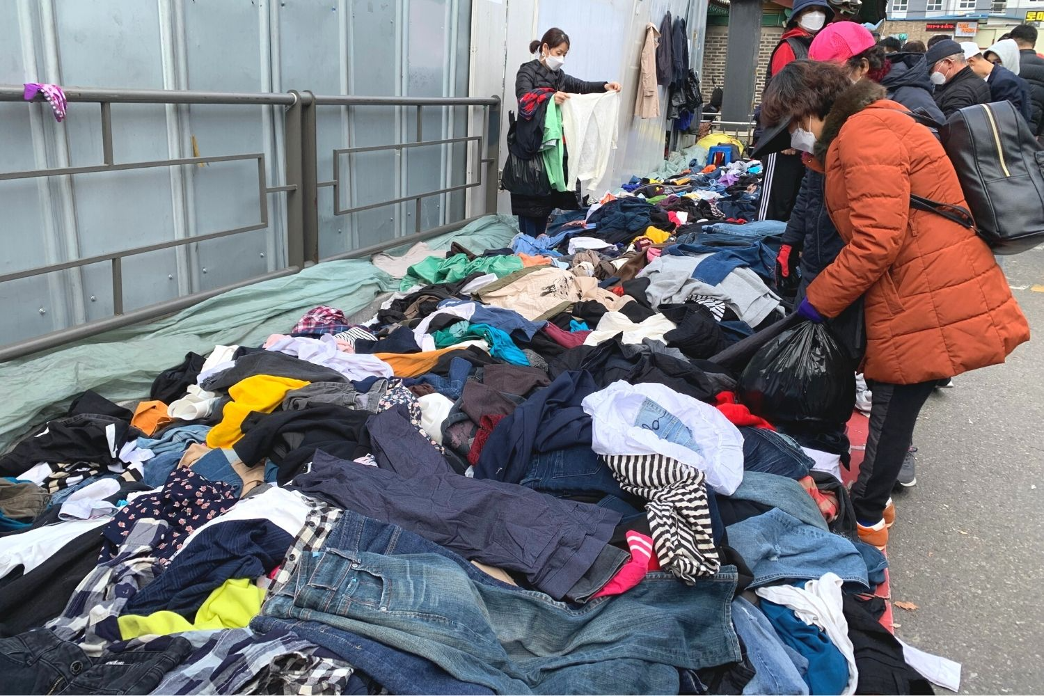 clothes piled up dongmyo flea market