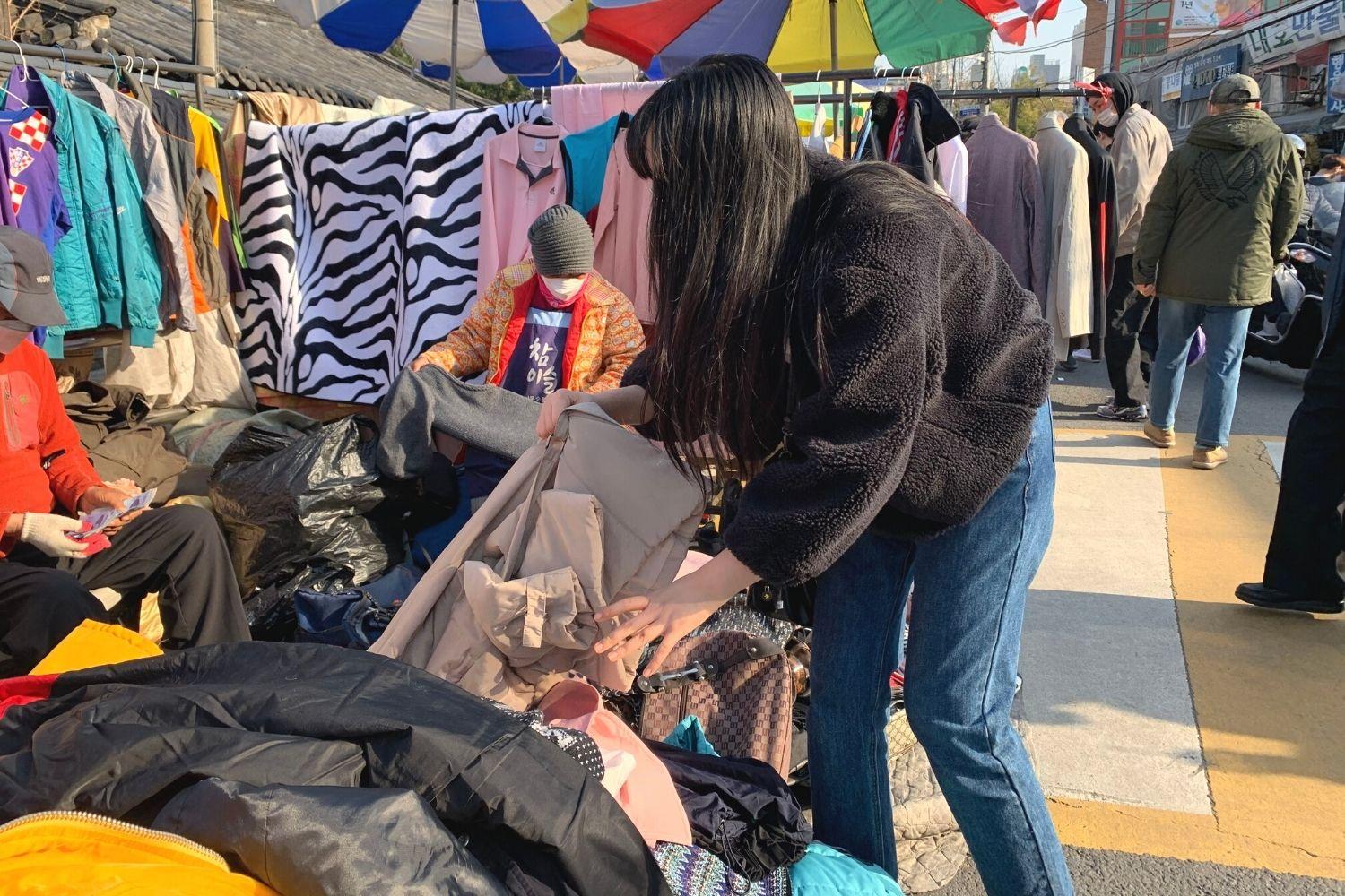 dongmyo flea market pile of clothes