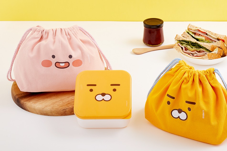 卡通圖案午餐袋與午餐盒，韓國Daiso與Kakao Friends聯名商品