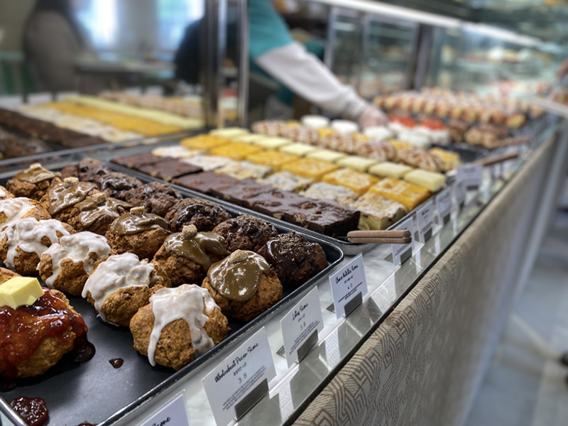 scones on display at cafe knotted samseong coex branch in seoul