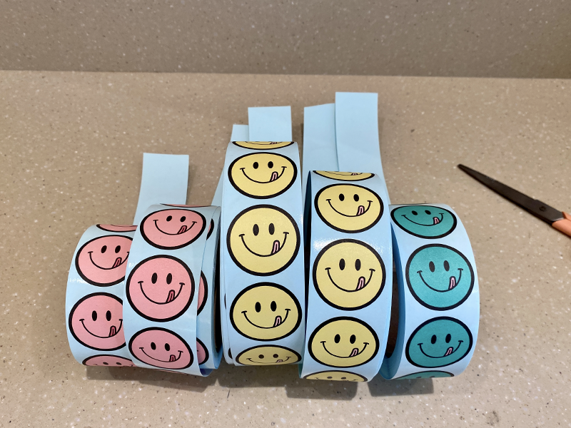 free smiley stickers from cafe knotted
