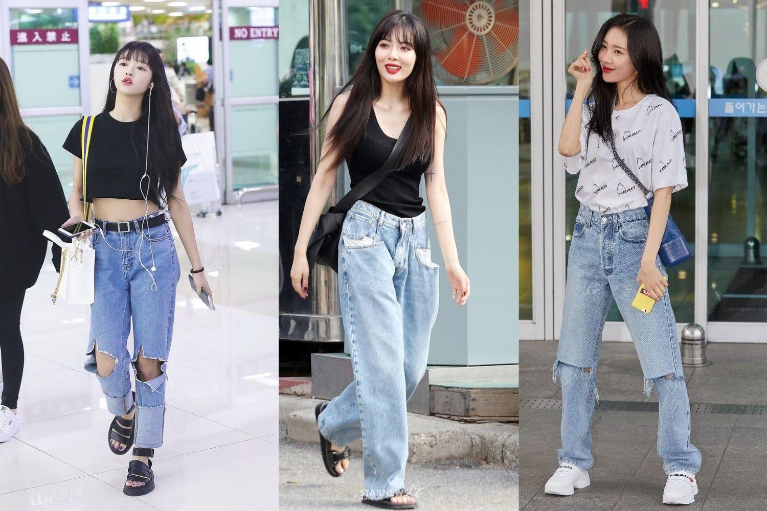 sao hàn mặc Quần jeans boyfriend