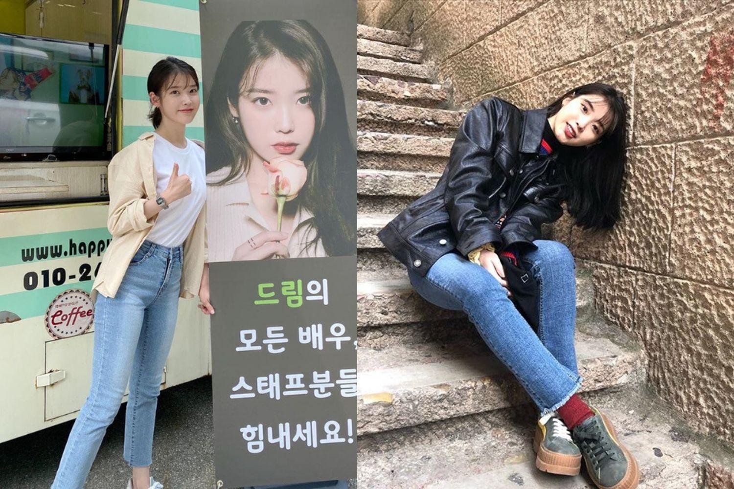 iu mặc Quần jeans ống đứng