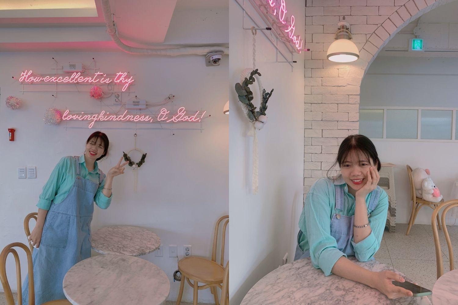 góc chụp ảnh ở Rachel's Kitchen Hongdae