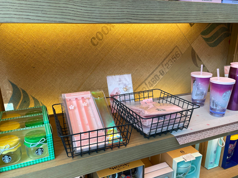 small selection of seasonal spring products at starbucks korea