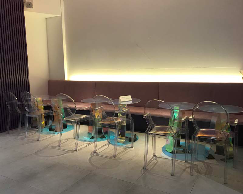 Be purple cafe seating area