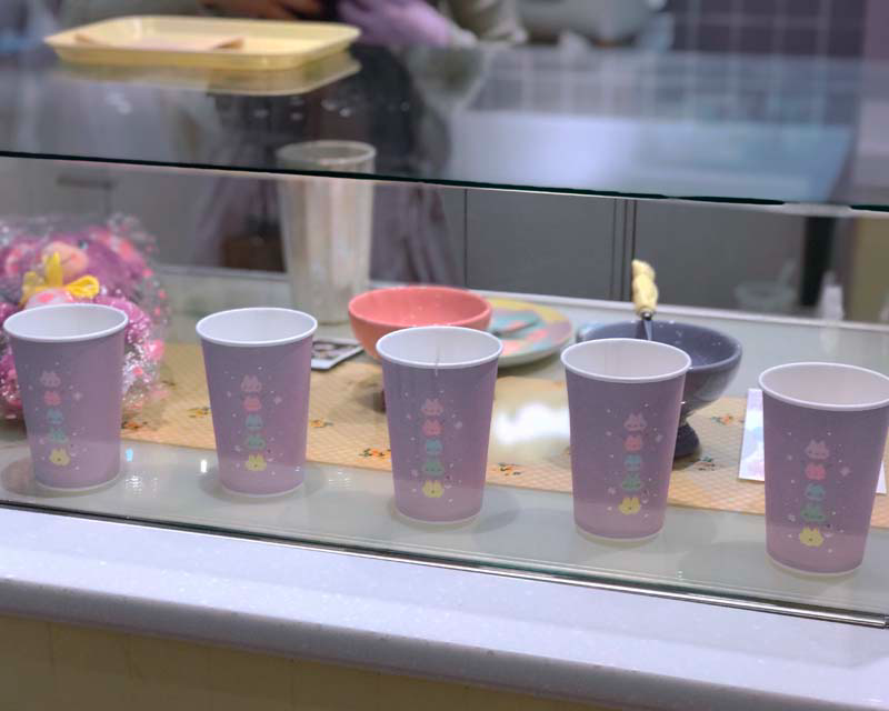 Cafe Monstercat purple cups with cat