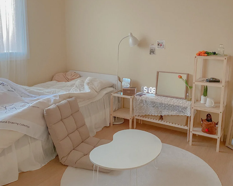 low table and chair on the ground