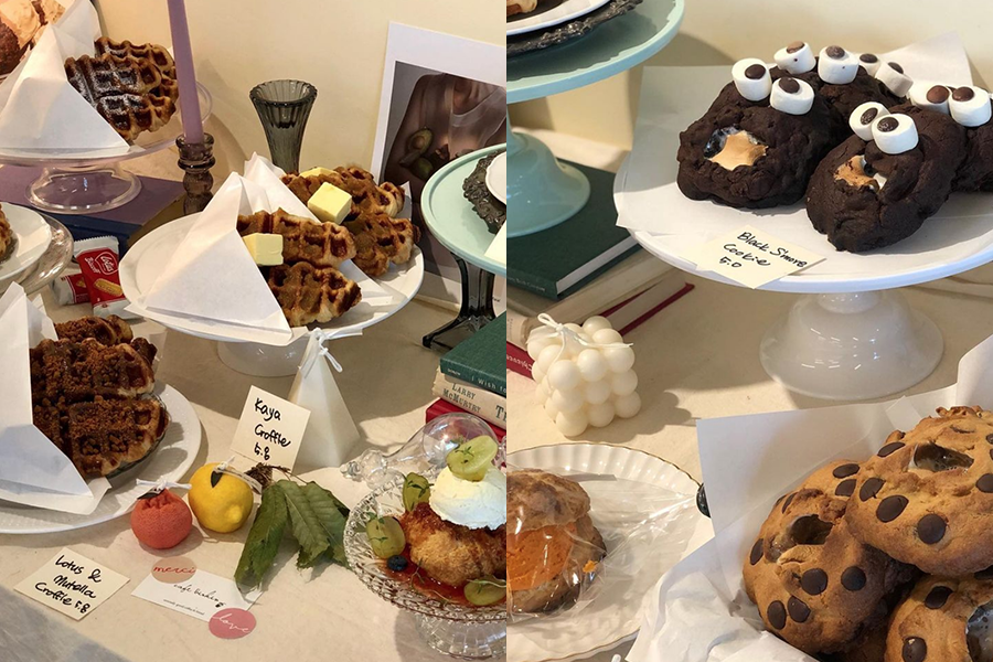 包装精美的巧克力曲奇饼干，在Cafe Birkin贩卖的甜点选择之一。