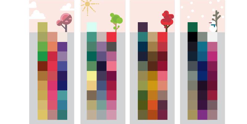 ภาพตัวอย่างสีสำหรับสไตล์การแต่งตัวในฤดูต่าง ๆ