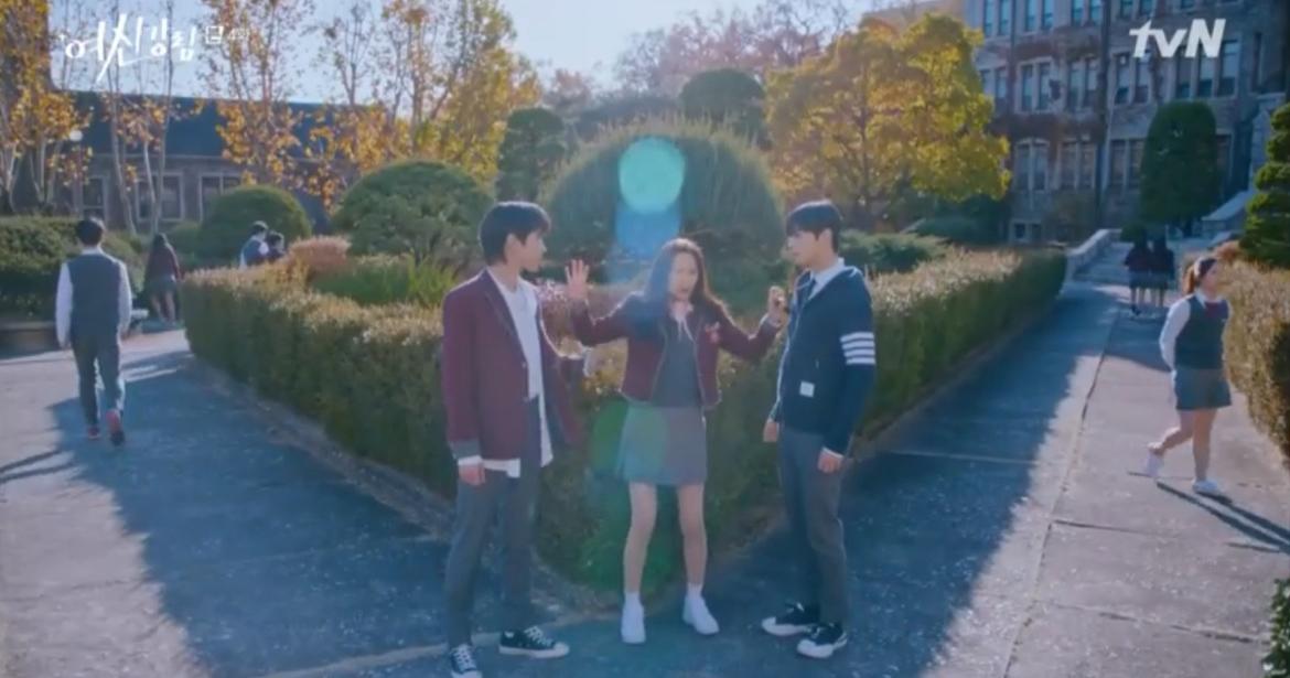 The three main characters in True Beauty arguing at school