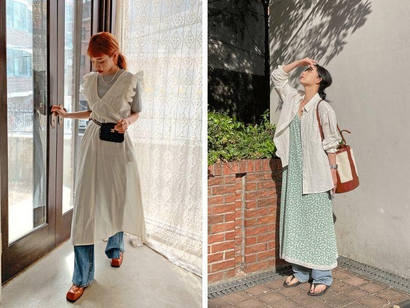 Mặc váy ngoài quần bò