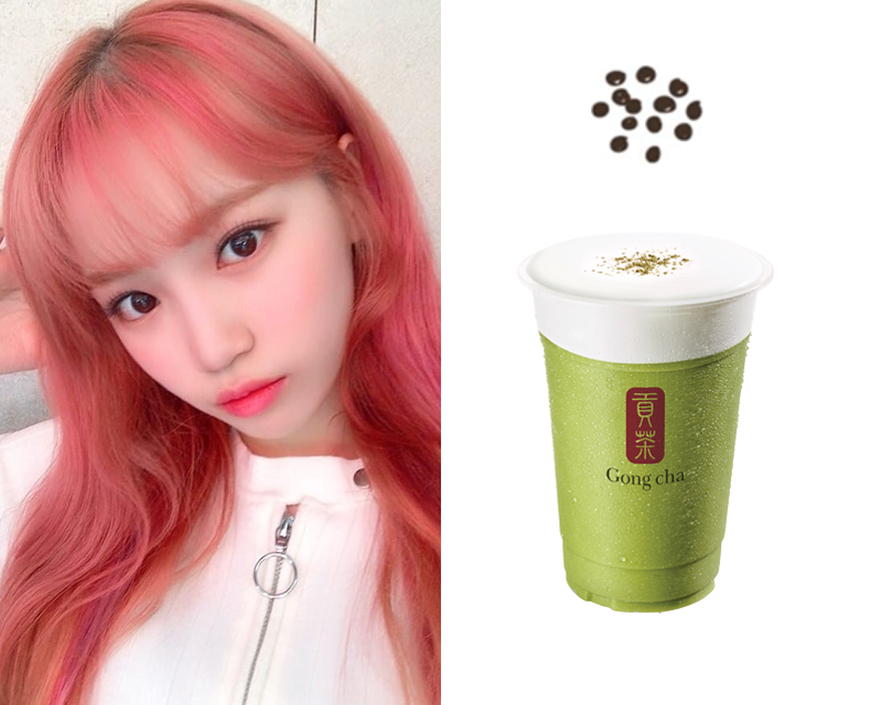 貢茶濟州綠茶思沙冰飲品，搭配珍珠