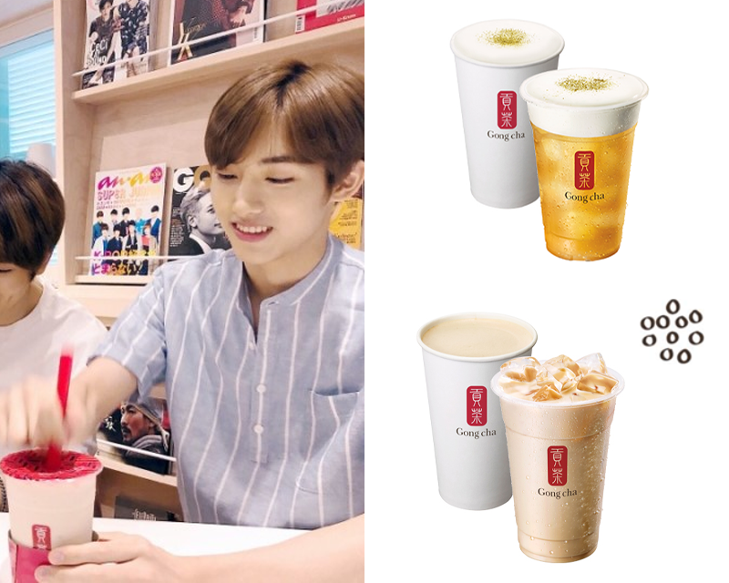 貢茶奶蓋烏龍茶或烏龍奶茶飲品，搭配白色珍珠，糖度100