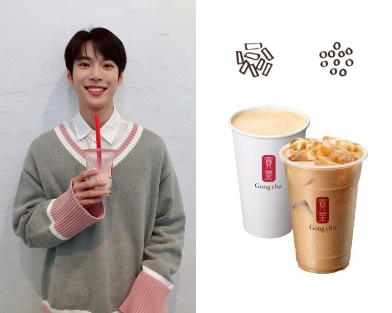 貢茶奶茶或焦糖奶茶飲品，搭配白珍珠和椰果