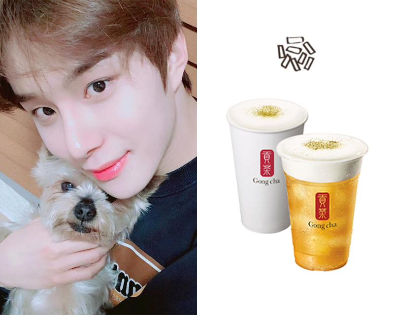 貢茶奶蓋烏龍茶飲品，搭配椰果，糖度50