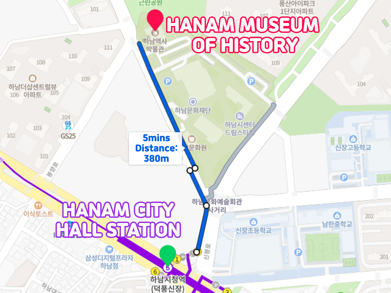 how to get to hanam museum of history from hanam city hall station