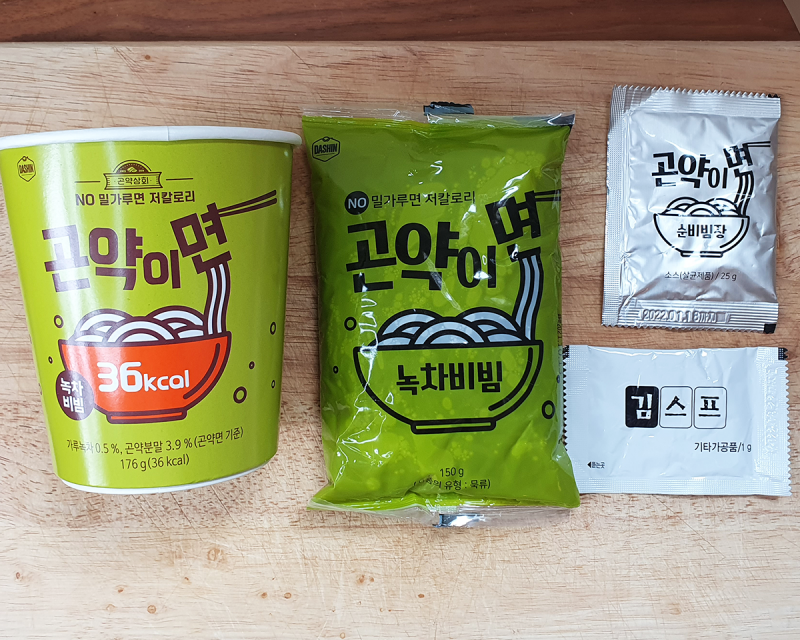  Mì konjac (vị bibam trà xanh) - thực phẩm giảm cân Hàn Quốc