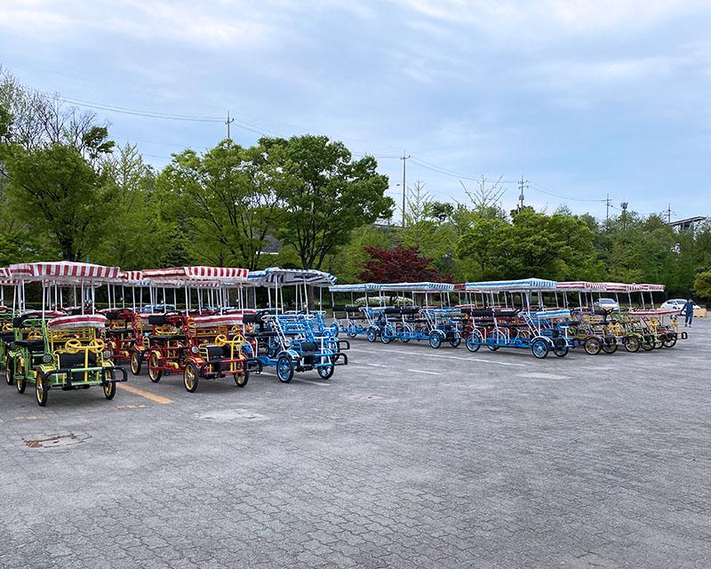family bicycles rentals at Misari Speedboat Park