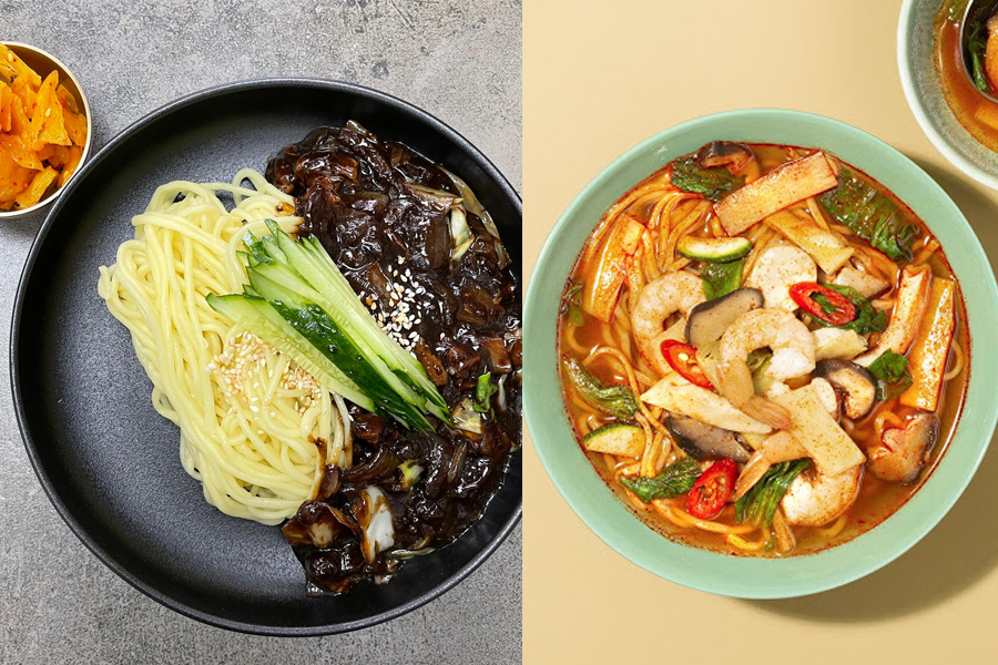 korean chinese noodle dishes jajangmyeon and jjamppong