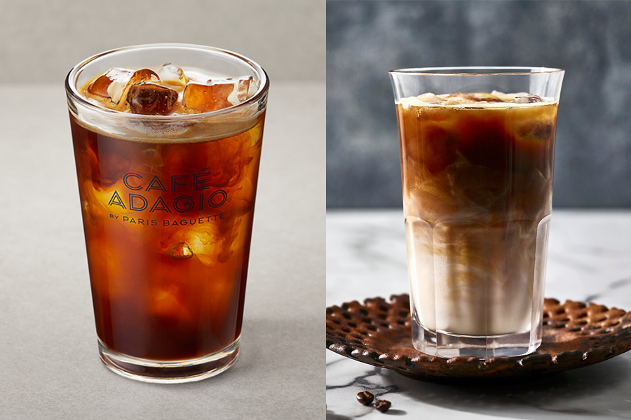 ice americano and iced latte in glasses