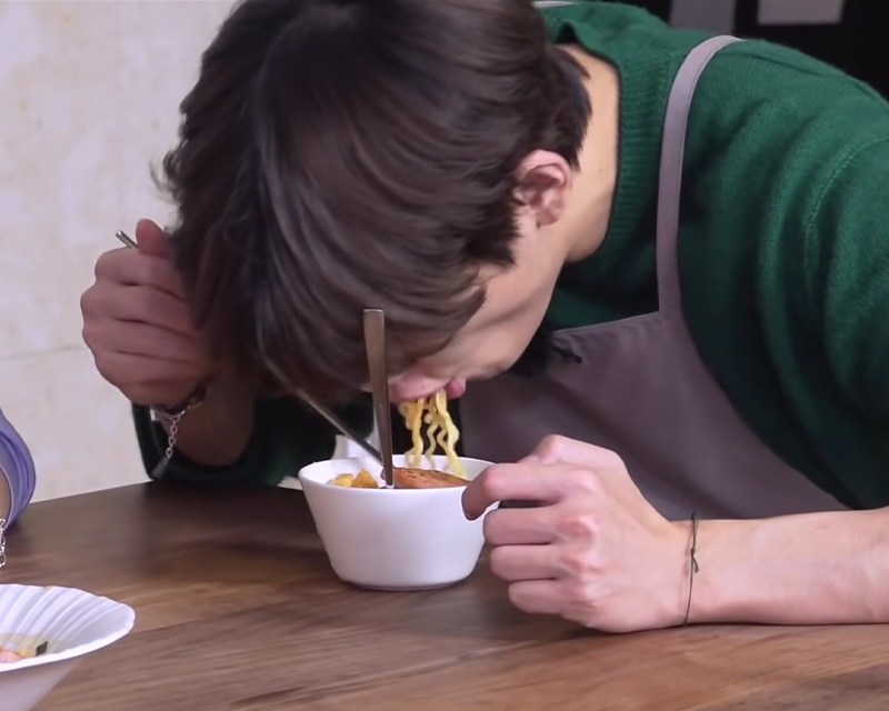BTS eating ramyeon