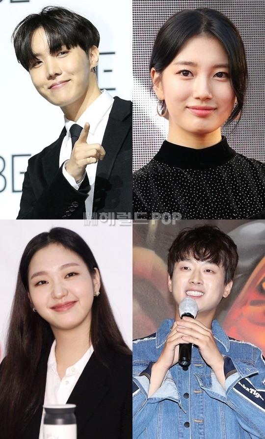 BTS J-HOPE、スジ、キム・ゴウン、イ・チャンウォンの写真。彼らは子供の日を迎え、寄付活動に参加していることで知られる韓国の有名なスターたちです。