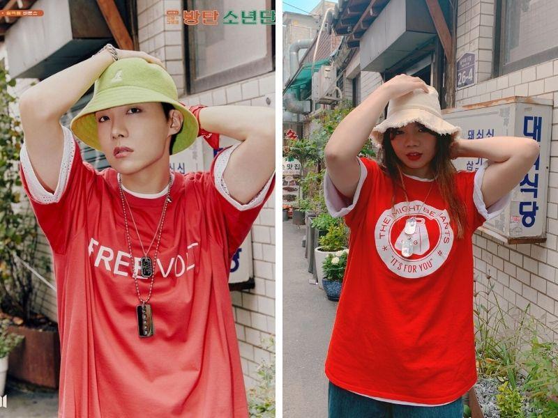 BTS J-Hope red shirt outfit